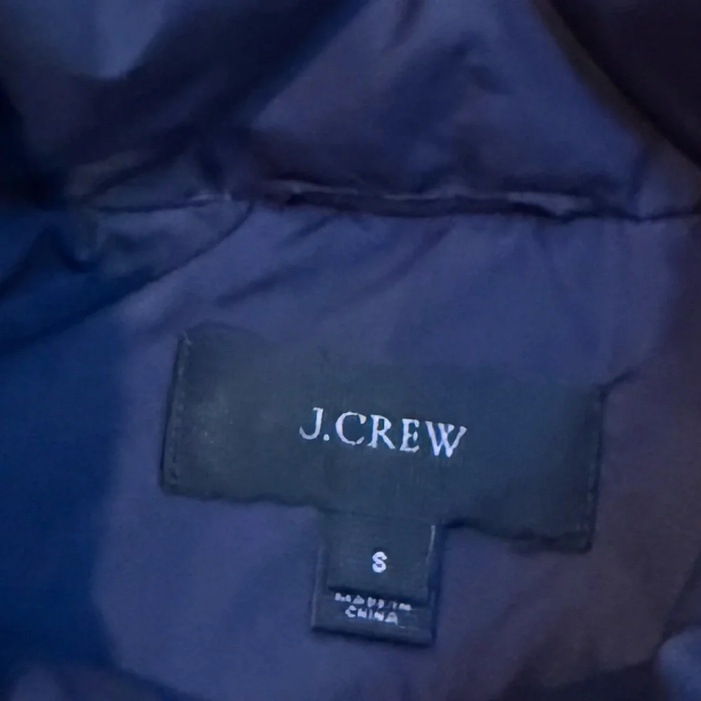 J Crew Excursion Down‎ Vest Quilted Puffer Pockets Full Zip Navy Sz S